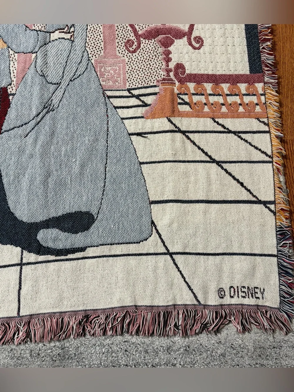 Vtg Disney Cinderella Woven Tapestry Blanket Throw Dreams Do Come True 90s Y2K